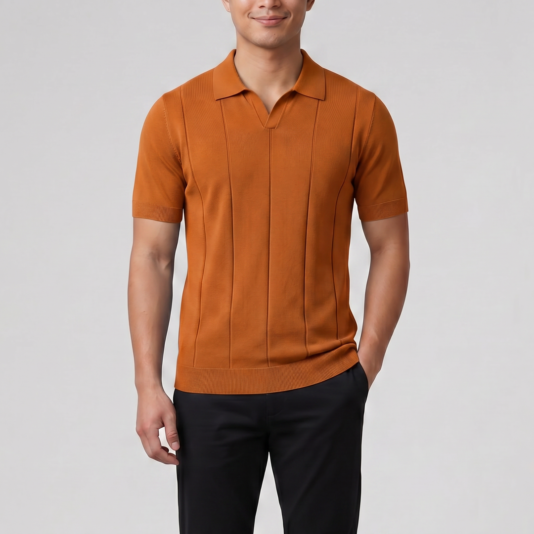 Men’s Slim-Fit Rib Knit Polo | Olamil