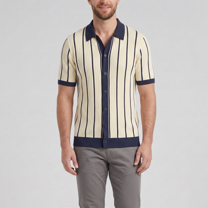 Men’s Striped Rib Knit Polo | Olamil