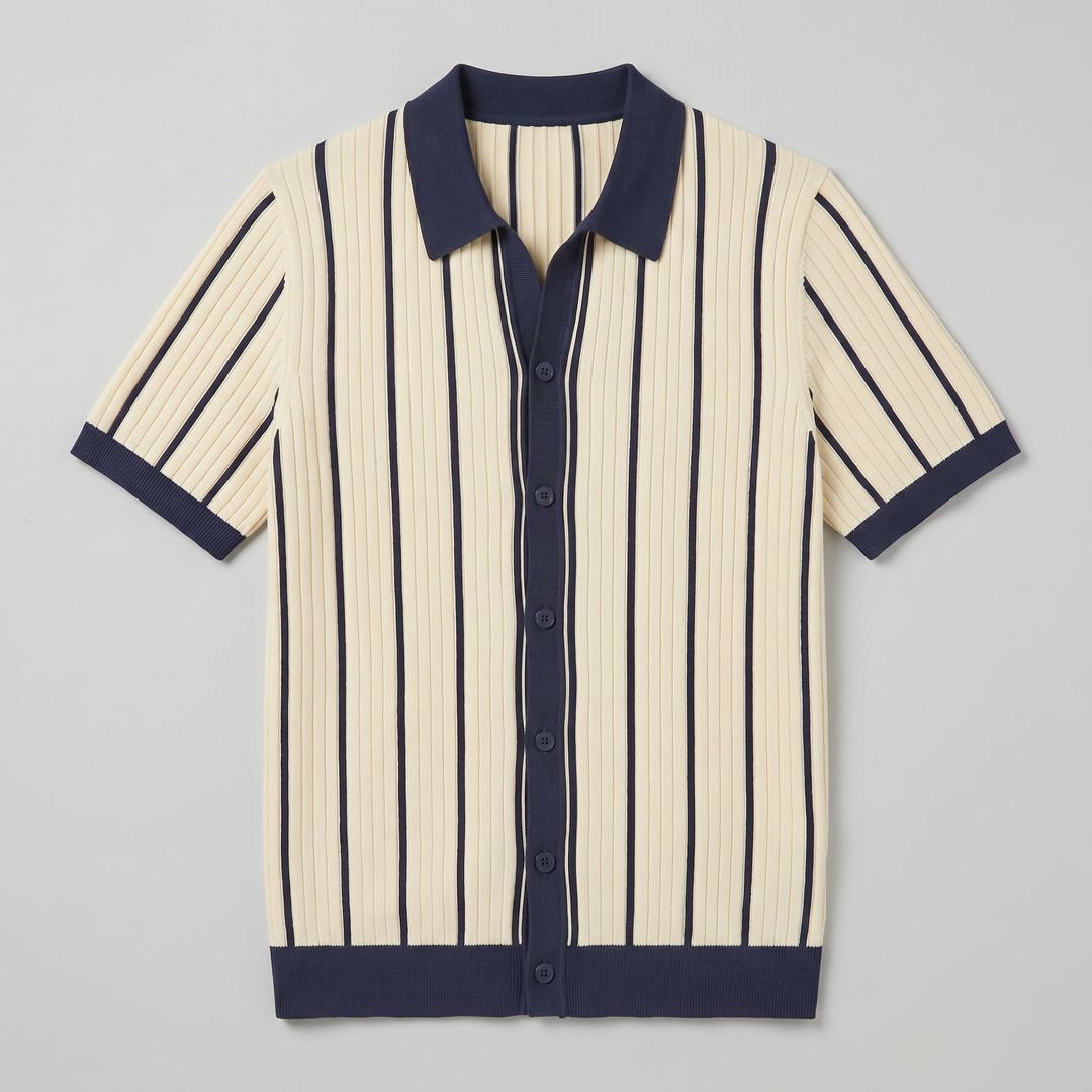 Men’s Striped Rib Knit Polo | Olamil