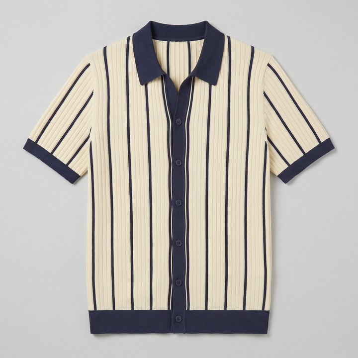 Men’s Striped Rib Knit Polo | Olamil