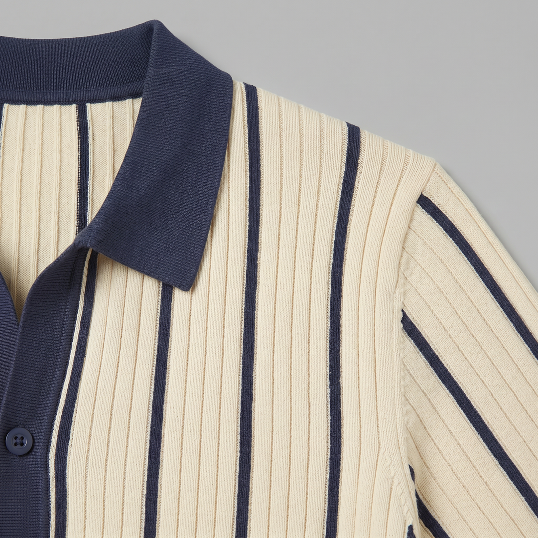 Men’s Striped Rib Knit Polo | Olamil