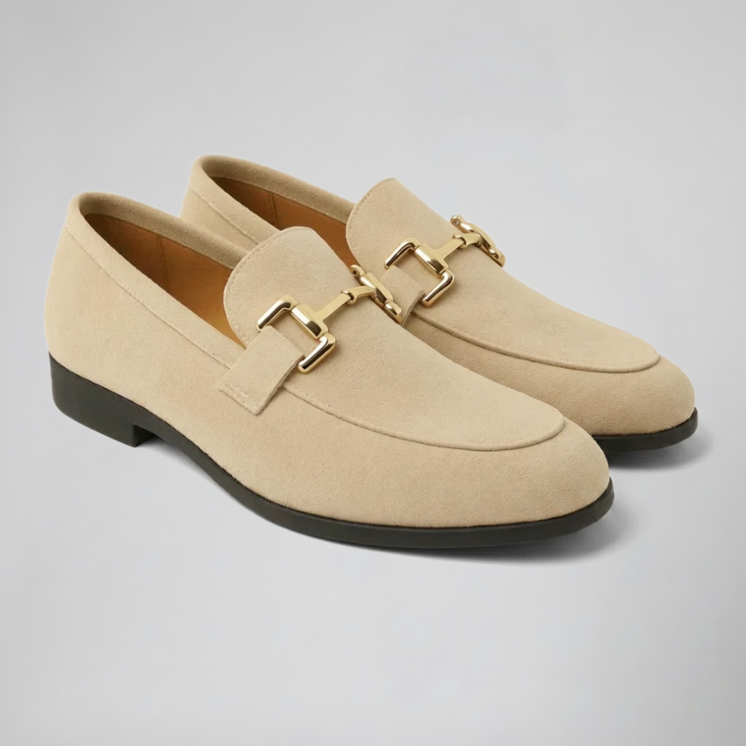 Men’s Suede Gold Detail Loafers | Olamil