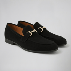 Men's Suede Loafers – Gold Detail