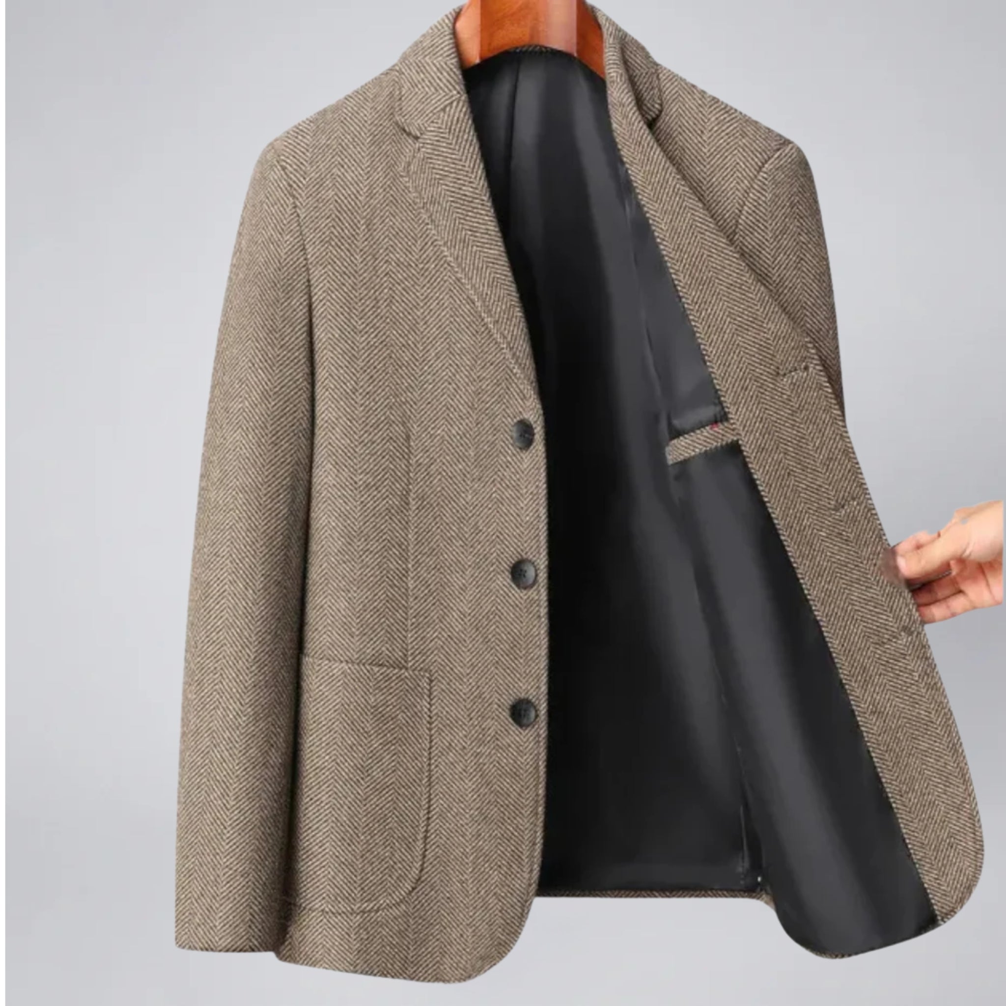 Olamil - Men's Three-Button Closure Wool Blazer