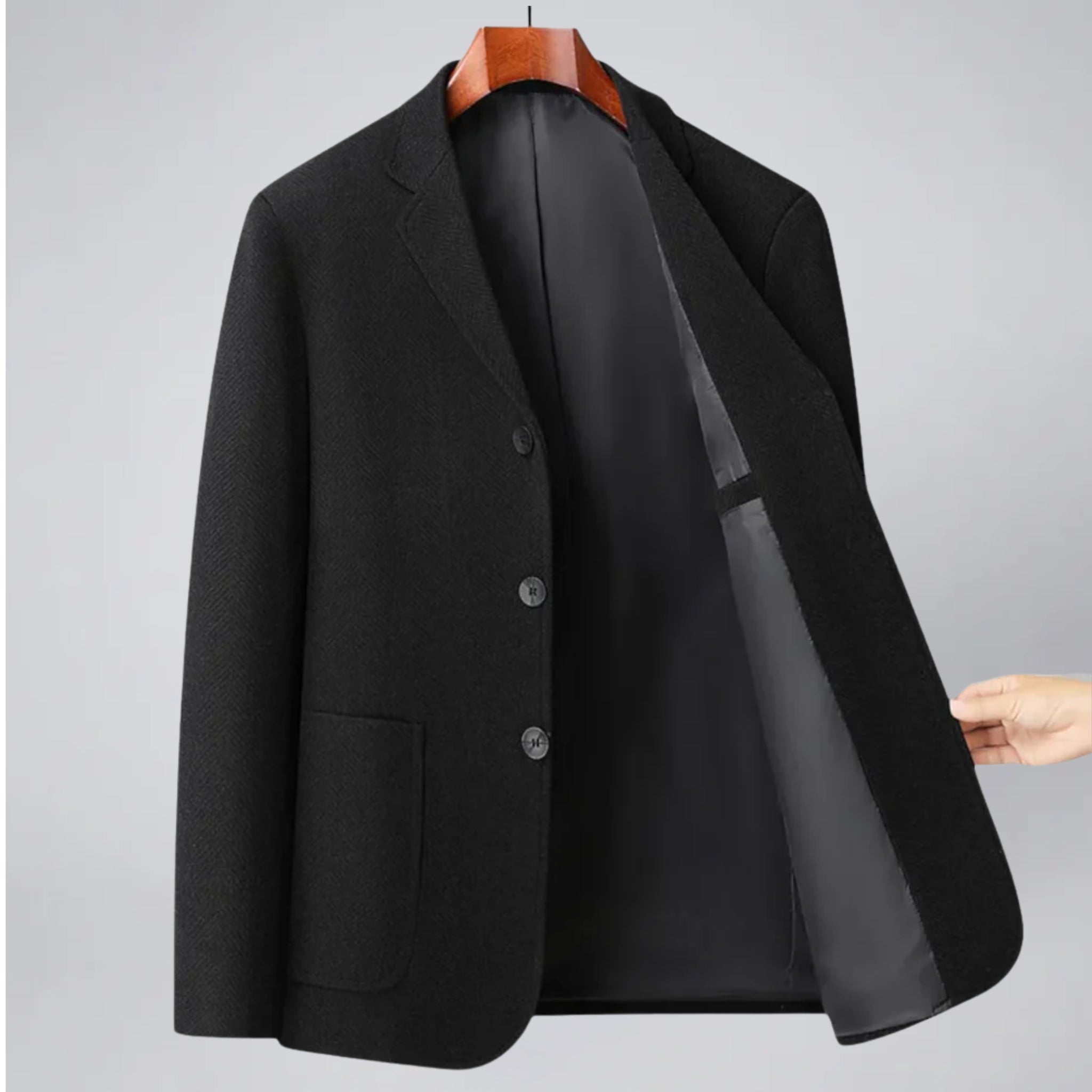 Olamil - Men's Three-Button Closure Wool Blazer