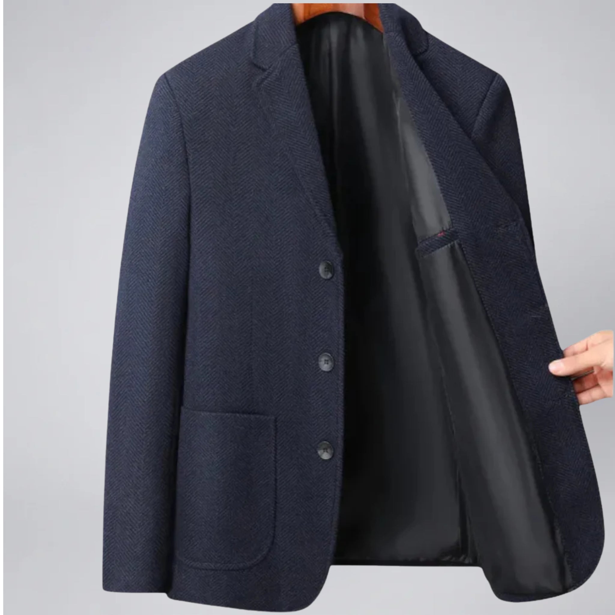 Olamil - Men's Three-Button Closure Wool Blazer