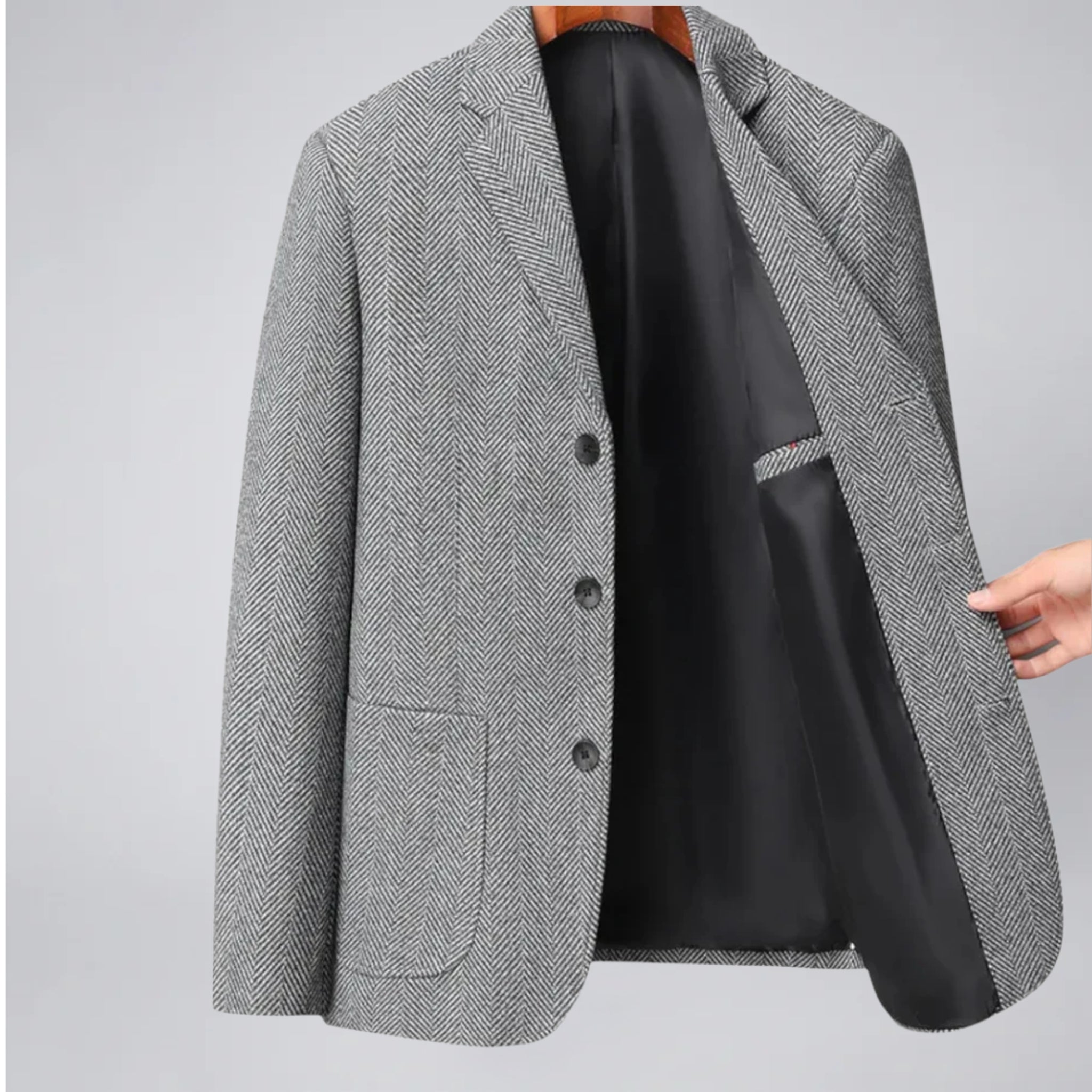 Olamil - Men's Three-Button Closure Wool Blazer