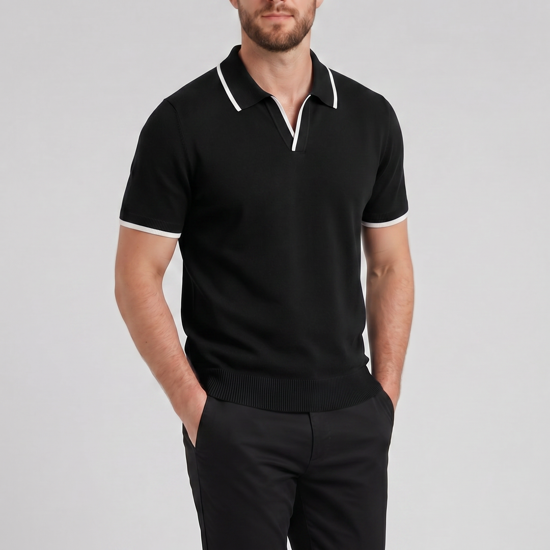 Men’s Tonal Contrast Knit Polo | Olamil