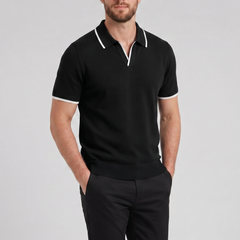 Men's Knit Polo Shirt – Tonal Contrast