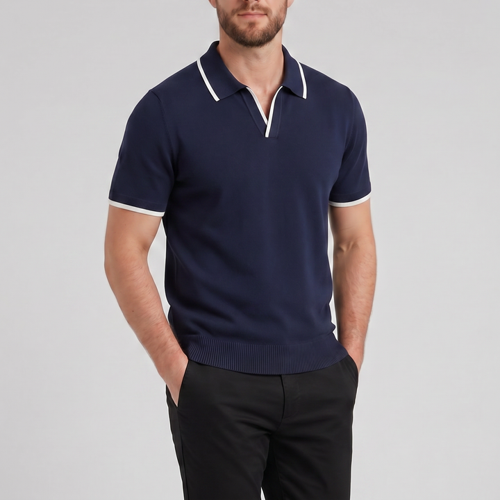 Men’s Tonal Contrast Knit Polo | Olamil