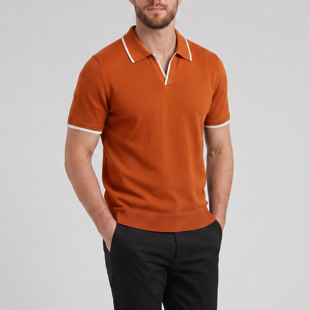Men’s Tonal Contrast Knit Polo | Olamil