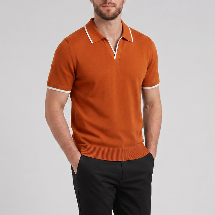 Men’s Tonal Contrast Knit Polo | Olamil