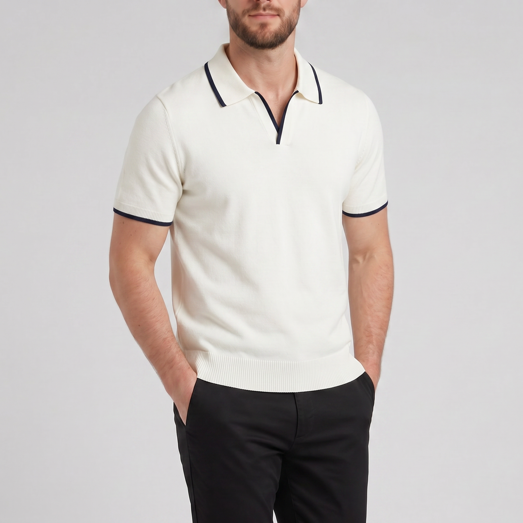 Men’s Tonal Contrast Knit Polo | Olamil