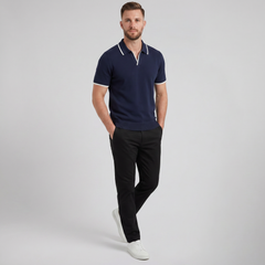 Men's Knit Polo Shirt, Tonal Contrast