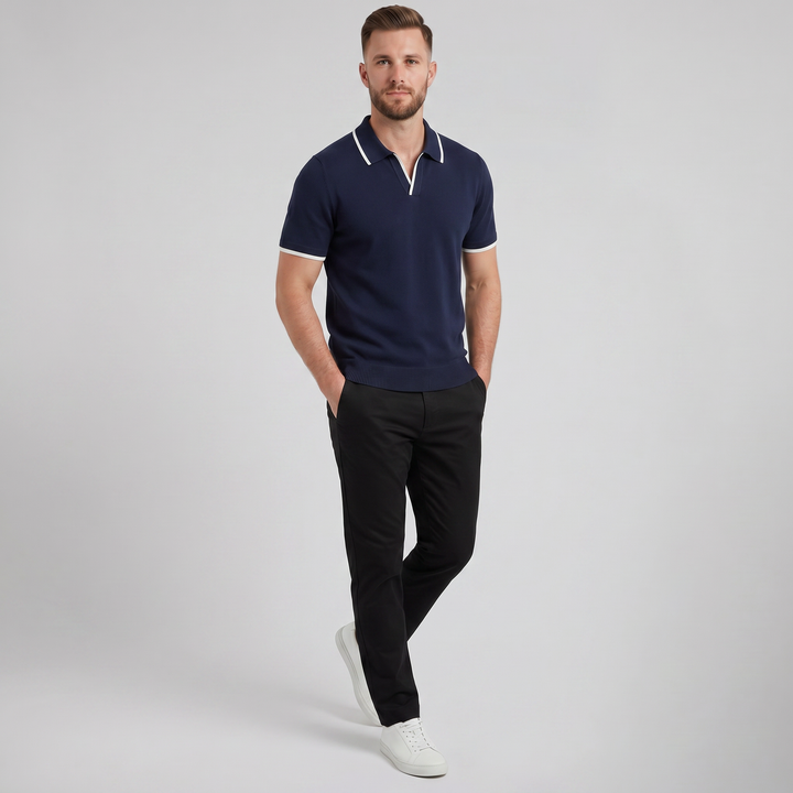 Men’s Tonal Contrast Knit Polo | Olamil