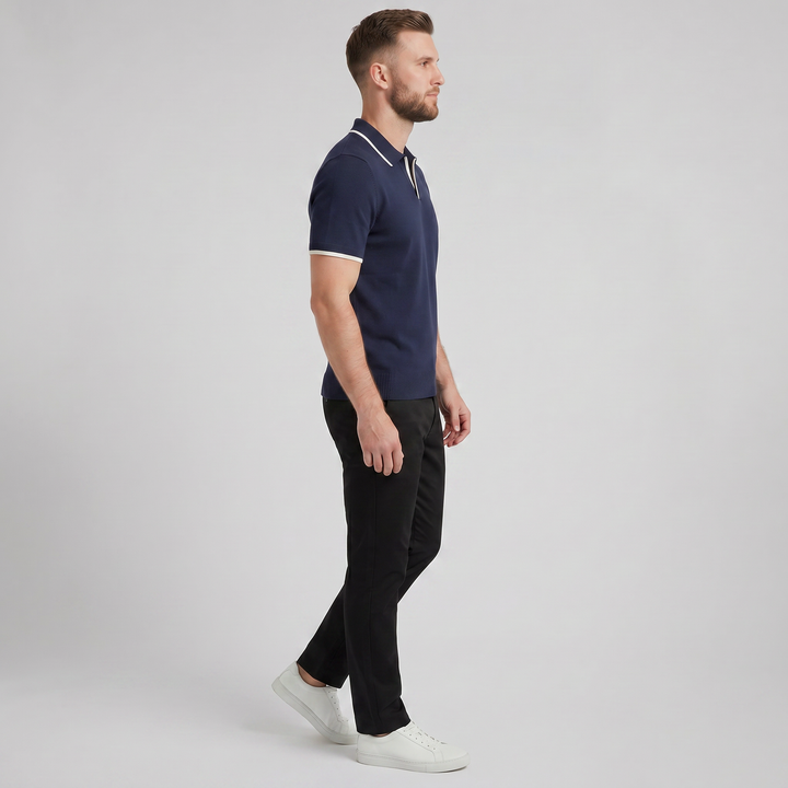 Men’s Tonal Contrast Knit Polo | Olamil