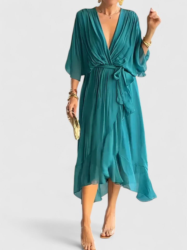 Nada | Women’s Elegant V Neck Dress with Fluidity