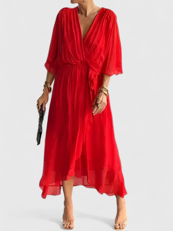 Nada | Women’s Elegant V Neck Dress with Fluidity