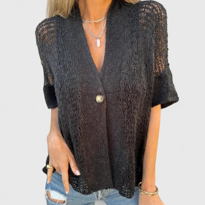 Women’s Elegant Knitted Lace Shirt - Open Stitch