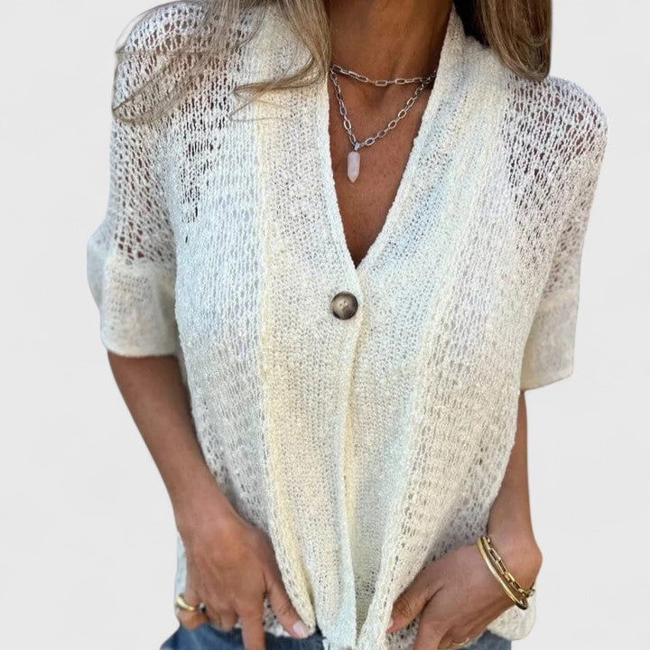 Women’s Elegant Knitted Lace Shirt - Open Stitch