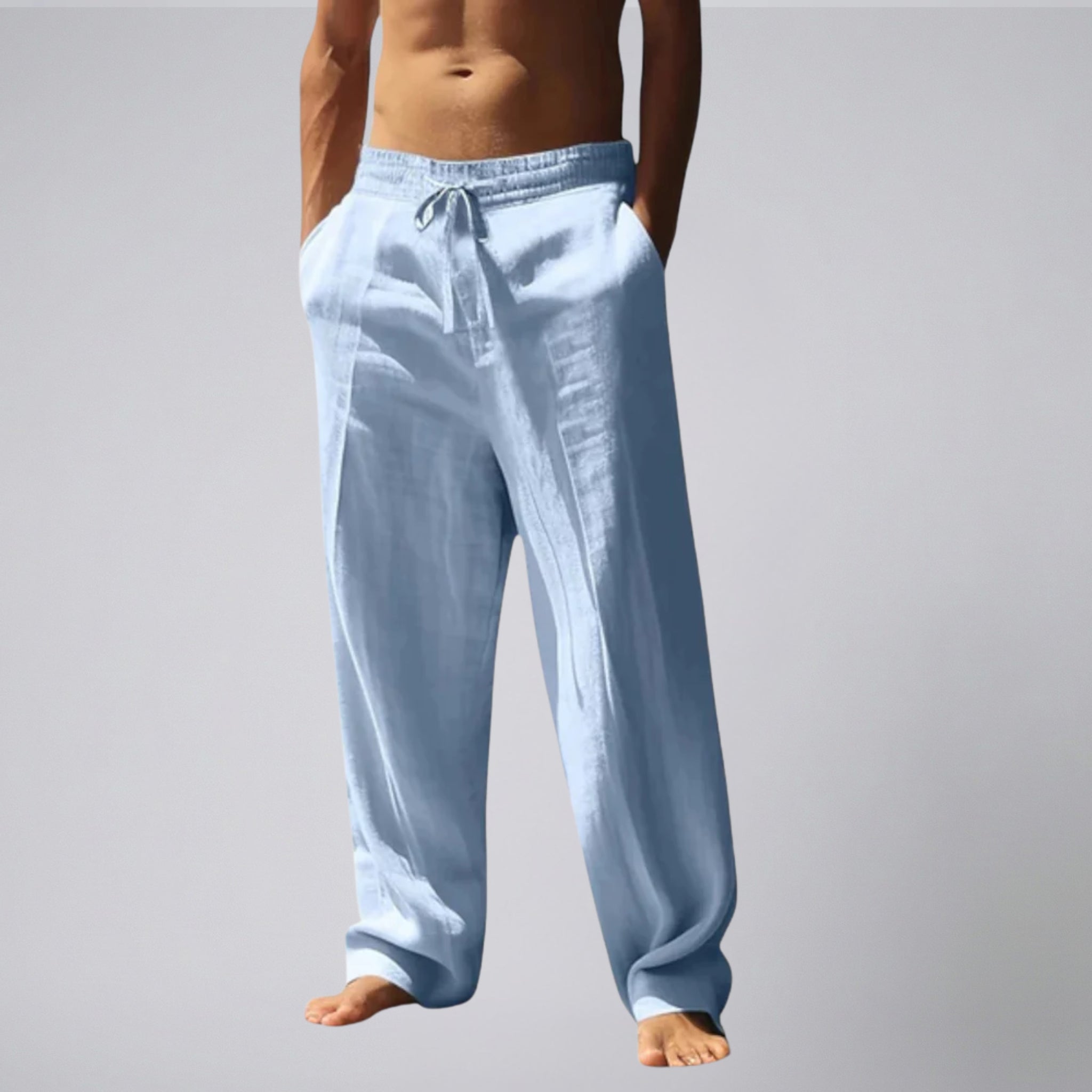 Olamil - Men’s Relaxed Fit Drawstring Linen Pants