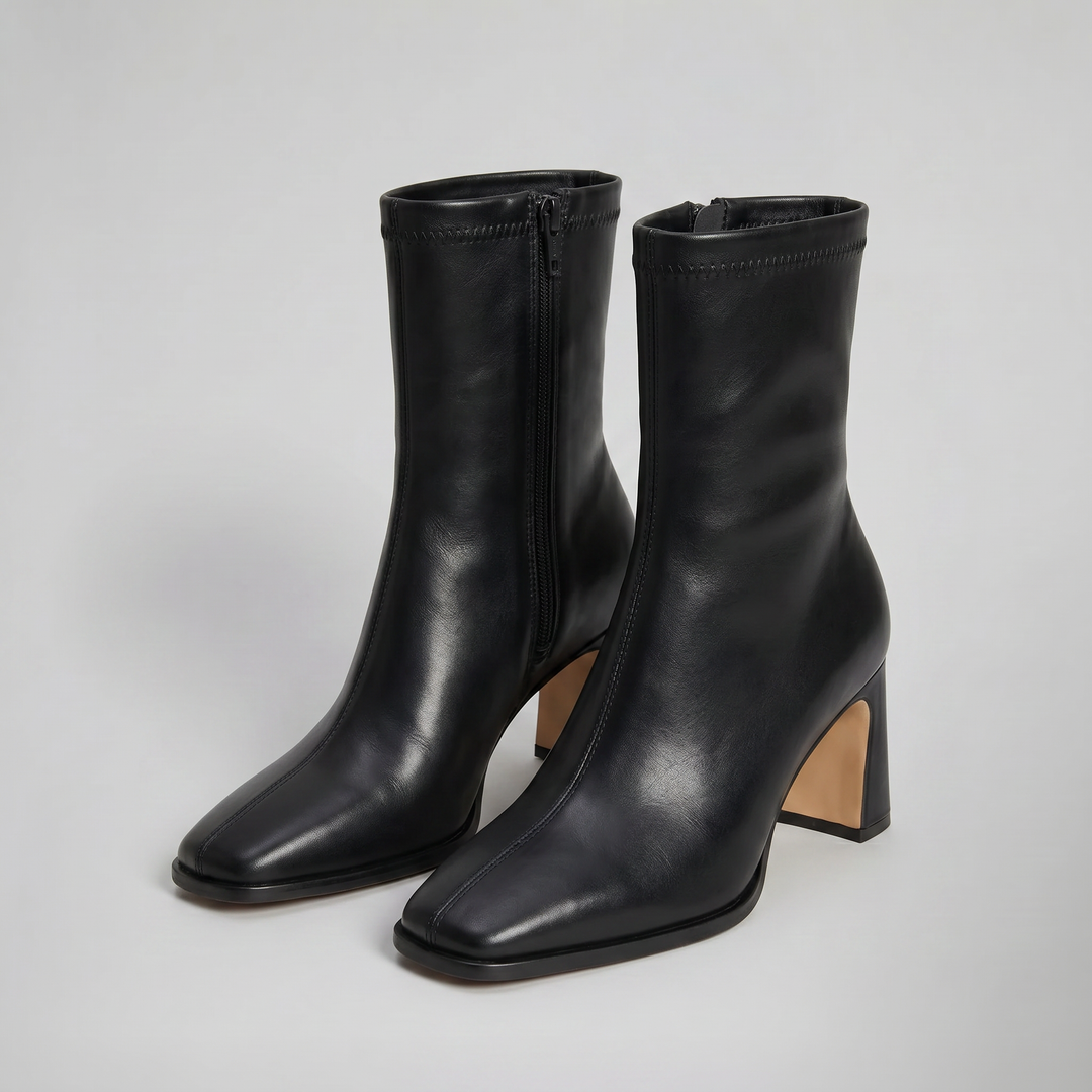 Women's Ankle Boots – Block Heel Leather