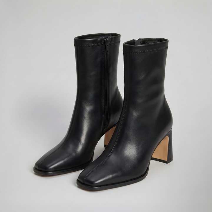 Women's Ankle Boots – Block Heel Leather