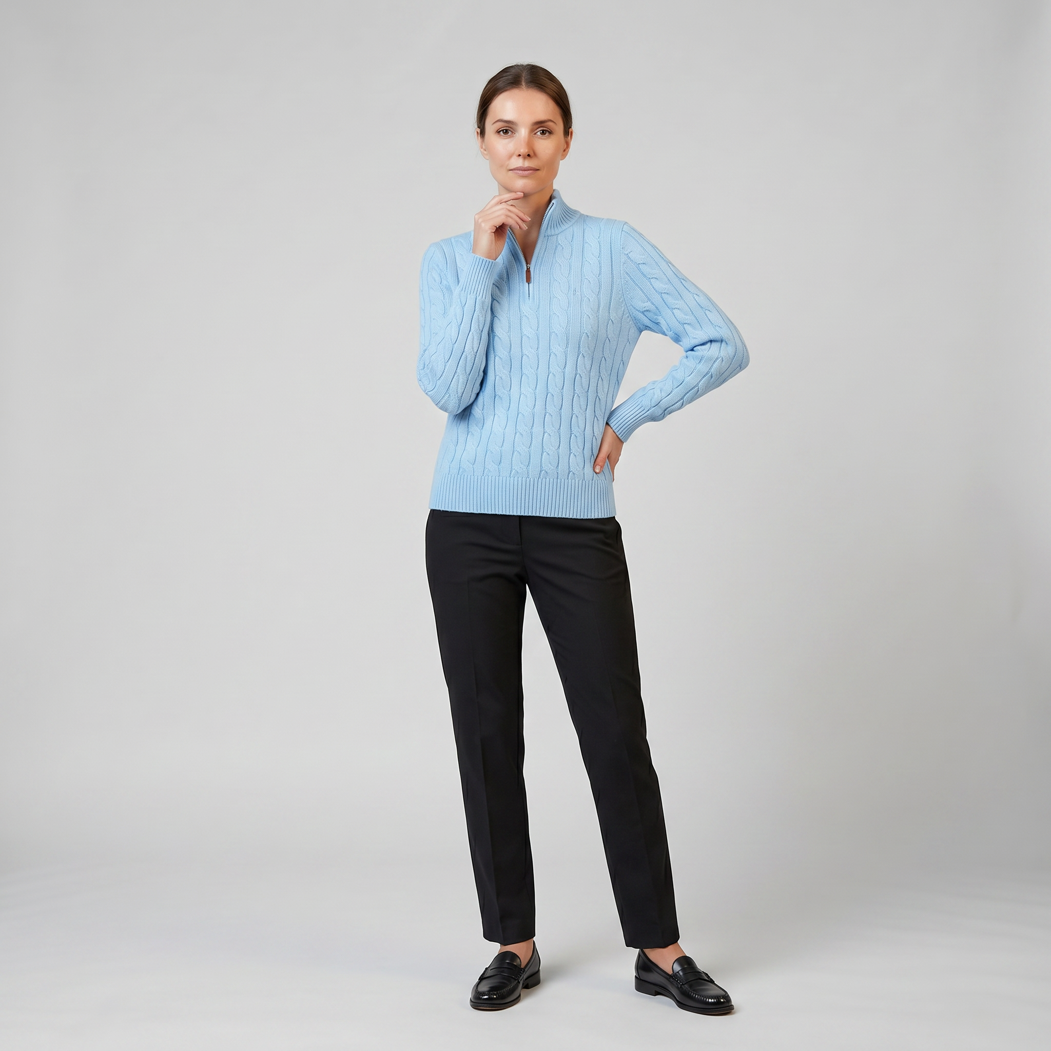 Women’s Cable Knit Half-Zip Sweater | Olamil