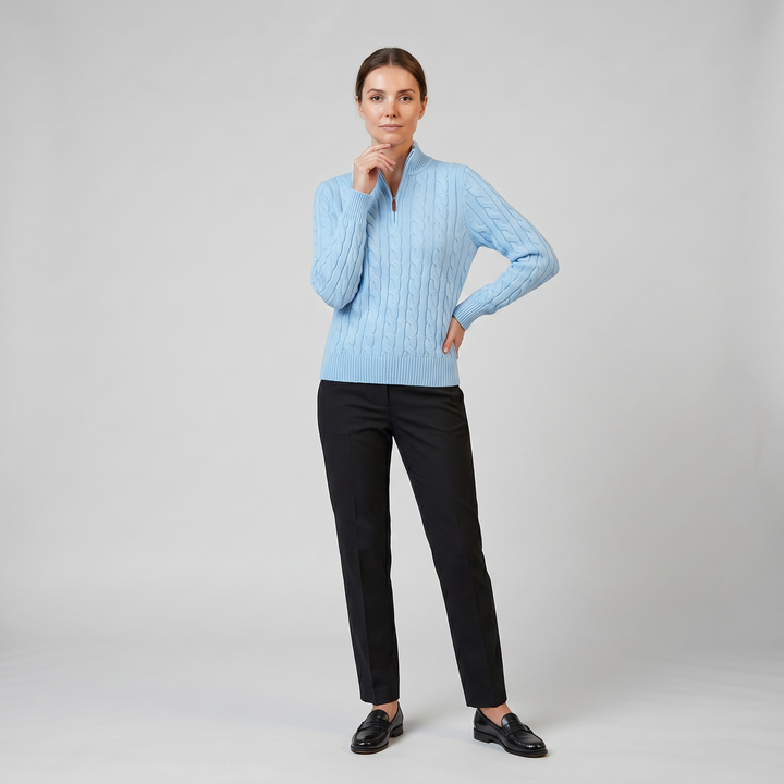Women’s Cable Knit Half-Zip Sweater | Olamil