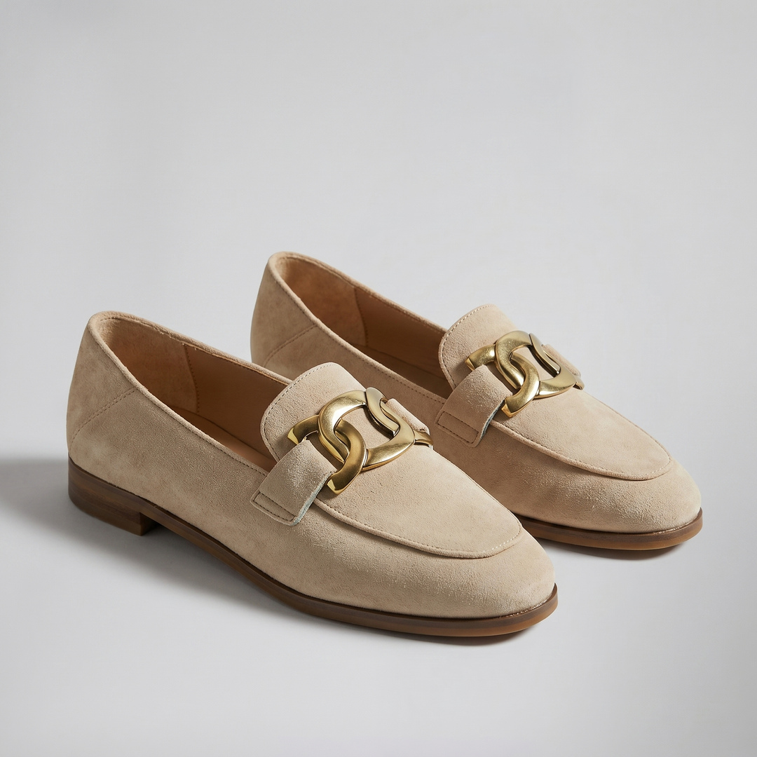 Women's Loafers, Chain Detail Suede