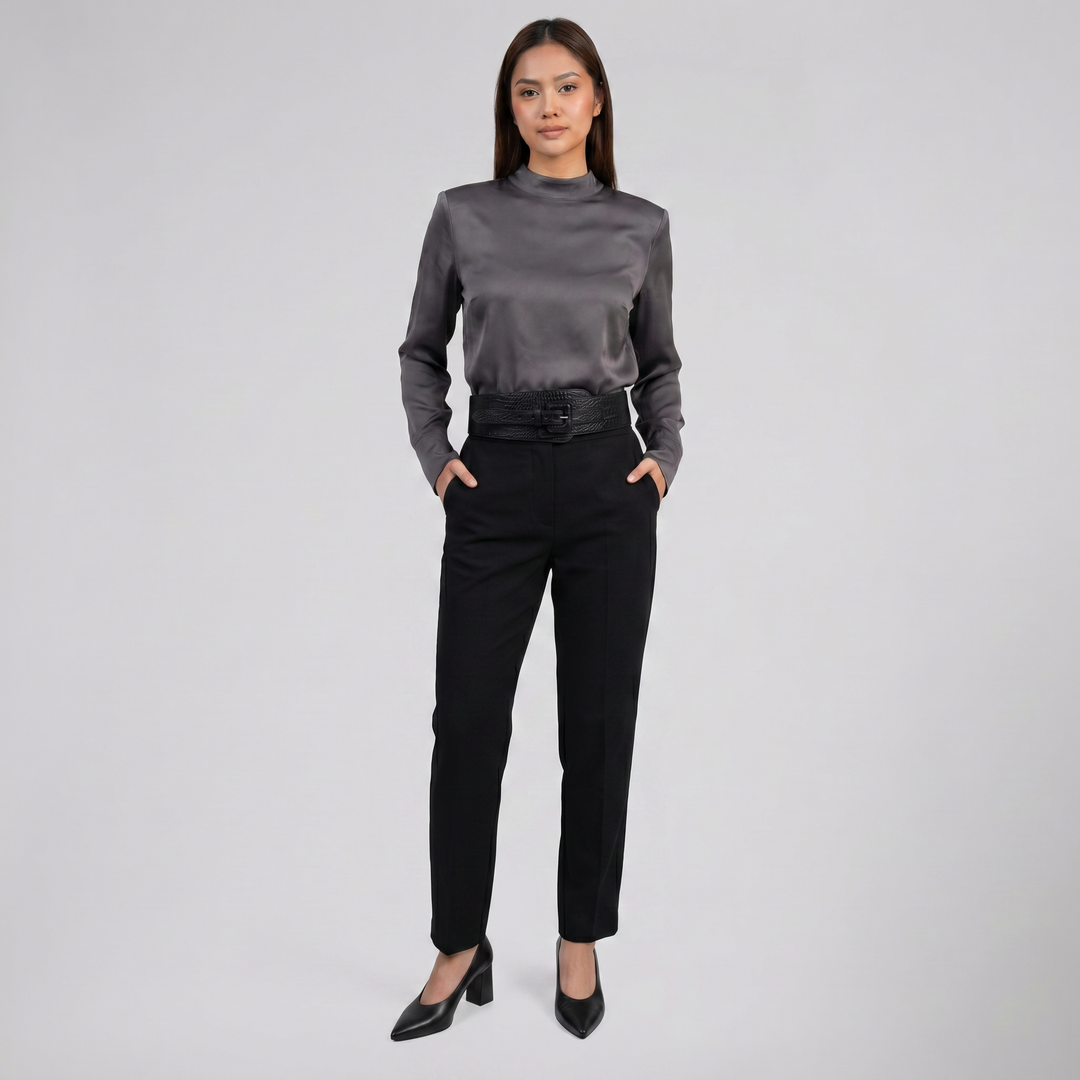 Women’s Croc-Texture Buckle Leather Belt | Olamil