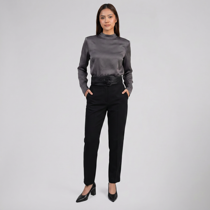 Women’s Croc-Texture Buckle Leather Belt | Olamil