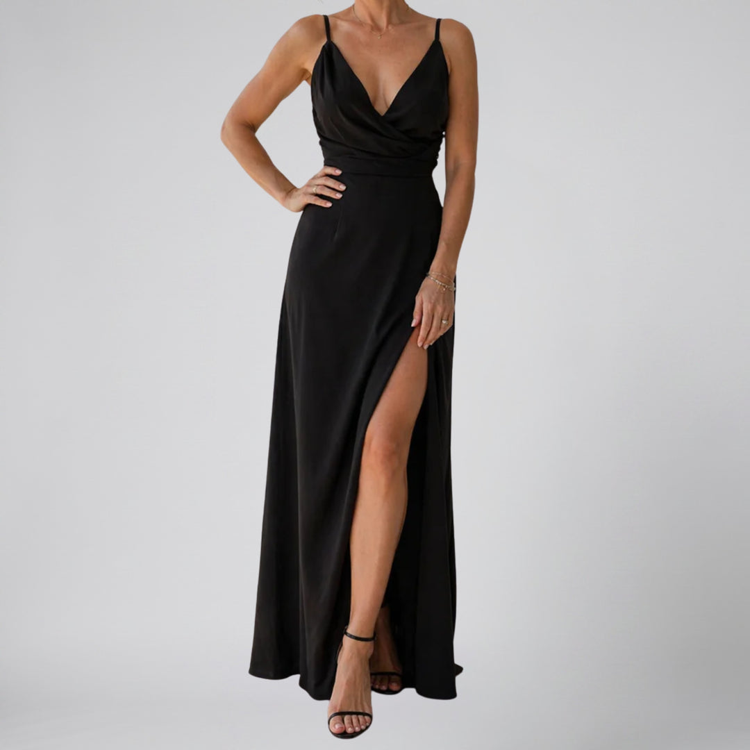 Women’s Deep V-Neck Open-Back Maxi Dress | Olamil