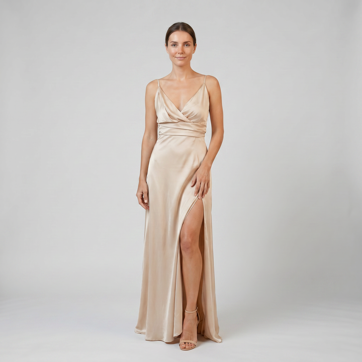 Women’s Deep V-Neck Open-Back Maxi Dress | Olamil