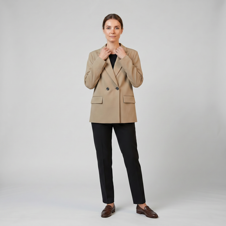 Women’s Double-Breasted Notch Lapel Blazer | Olamil