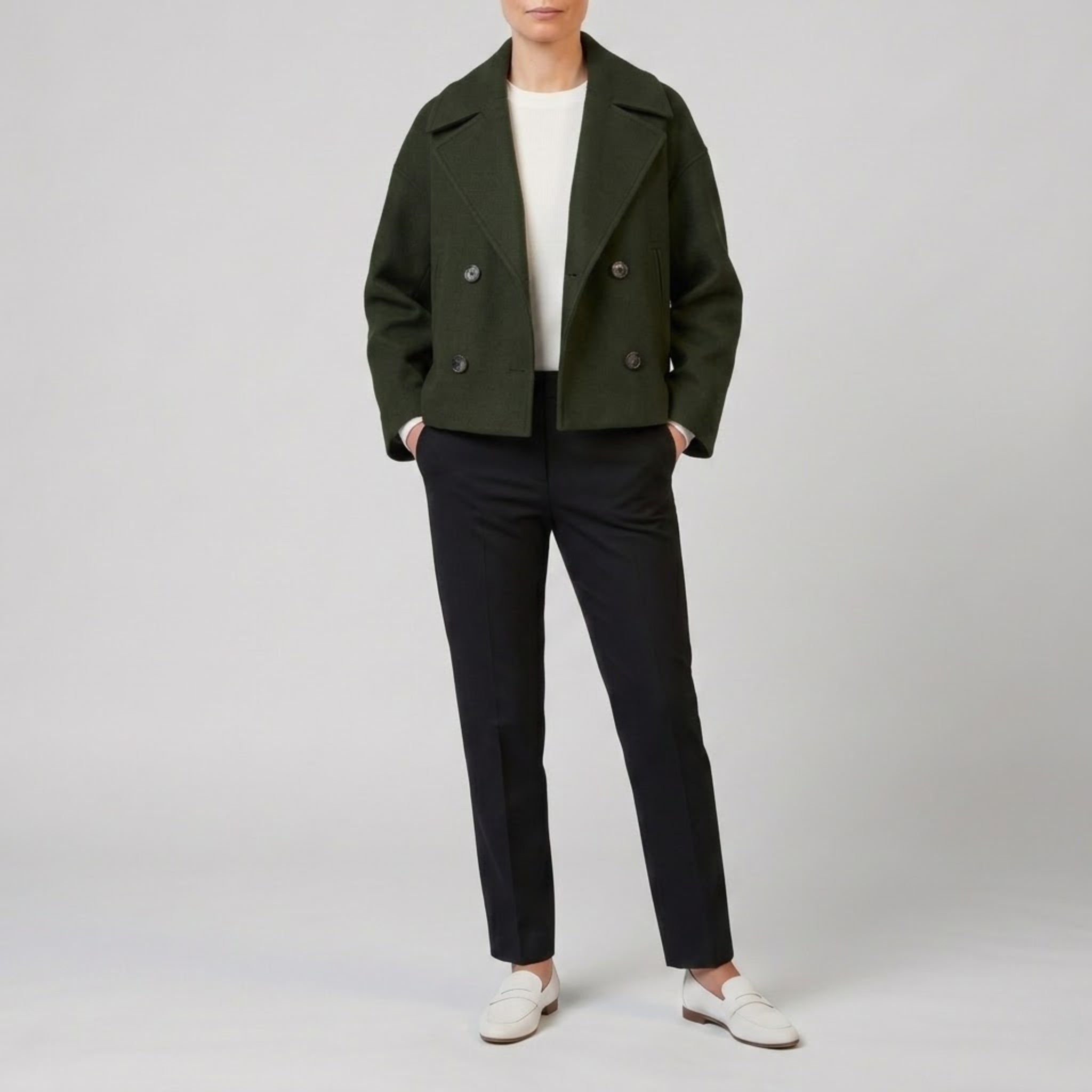 Women’s Double-Breasted Wool-Blend Coat | Olamil