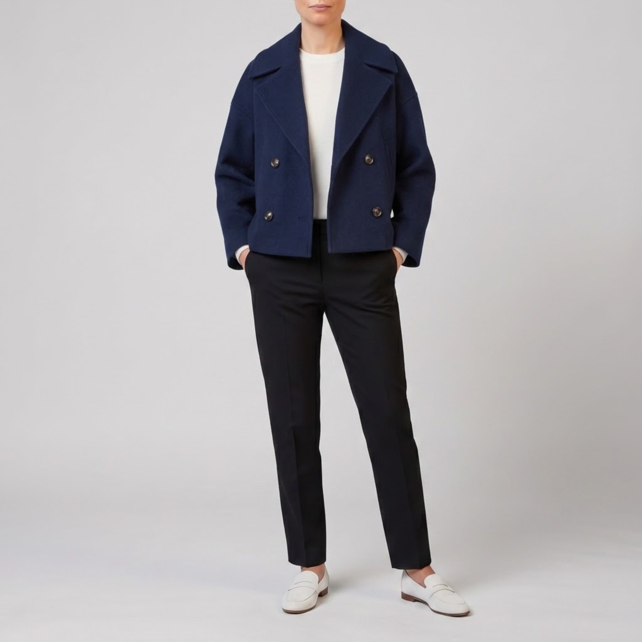 Women’s Double-Breasted Wool-Blend Coat | Olamil