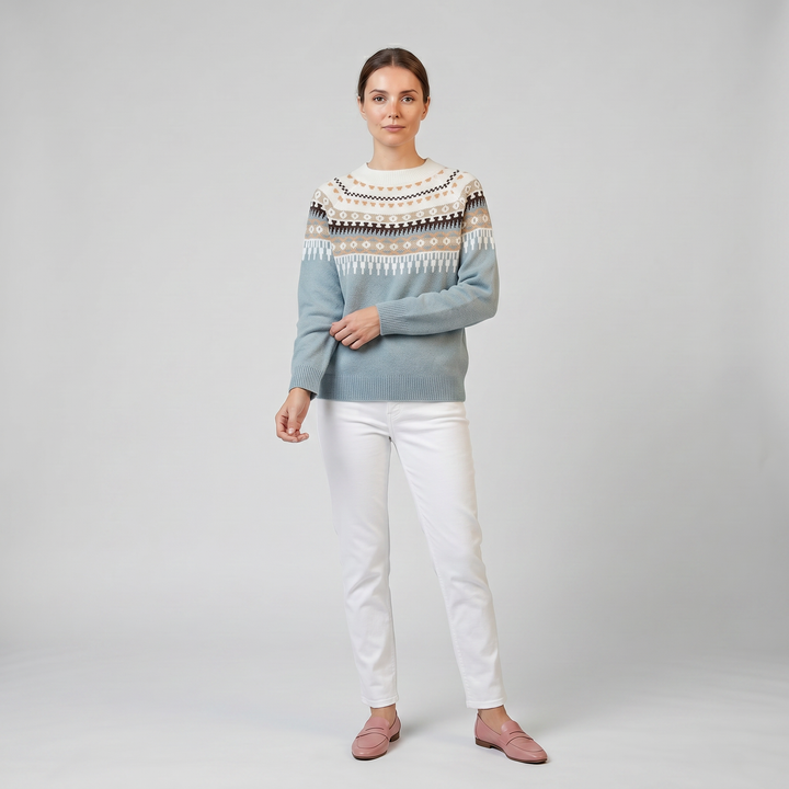Women's Fair Isle Patterned Knit Sweater | Olamil