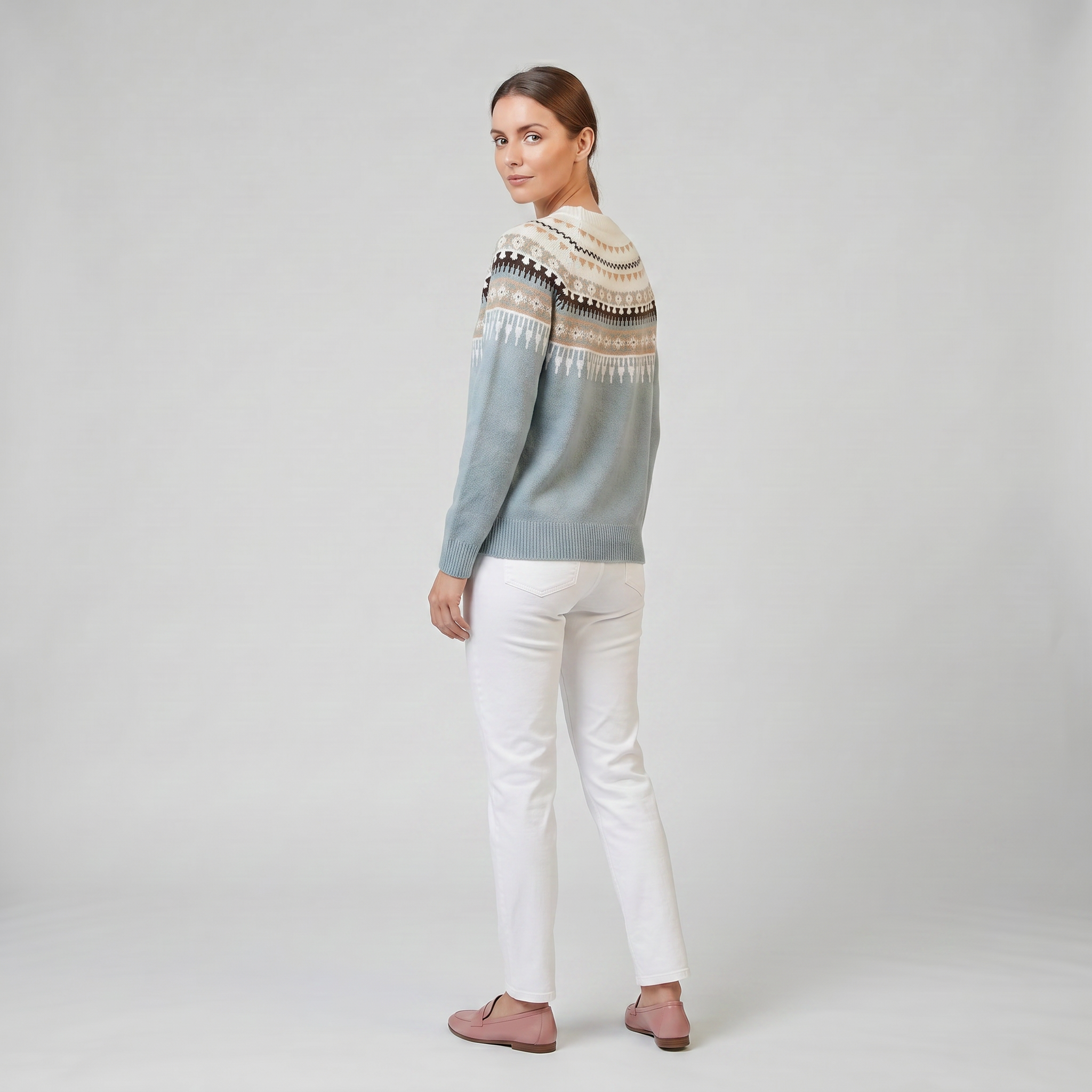 Olamil - Women's Fair Isle Patterned Knit Sweater