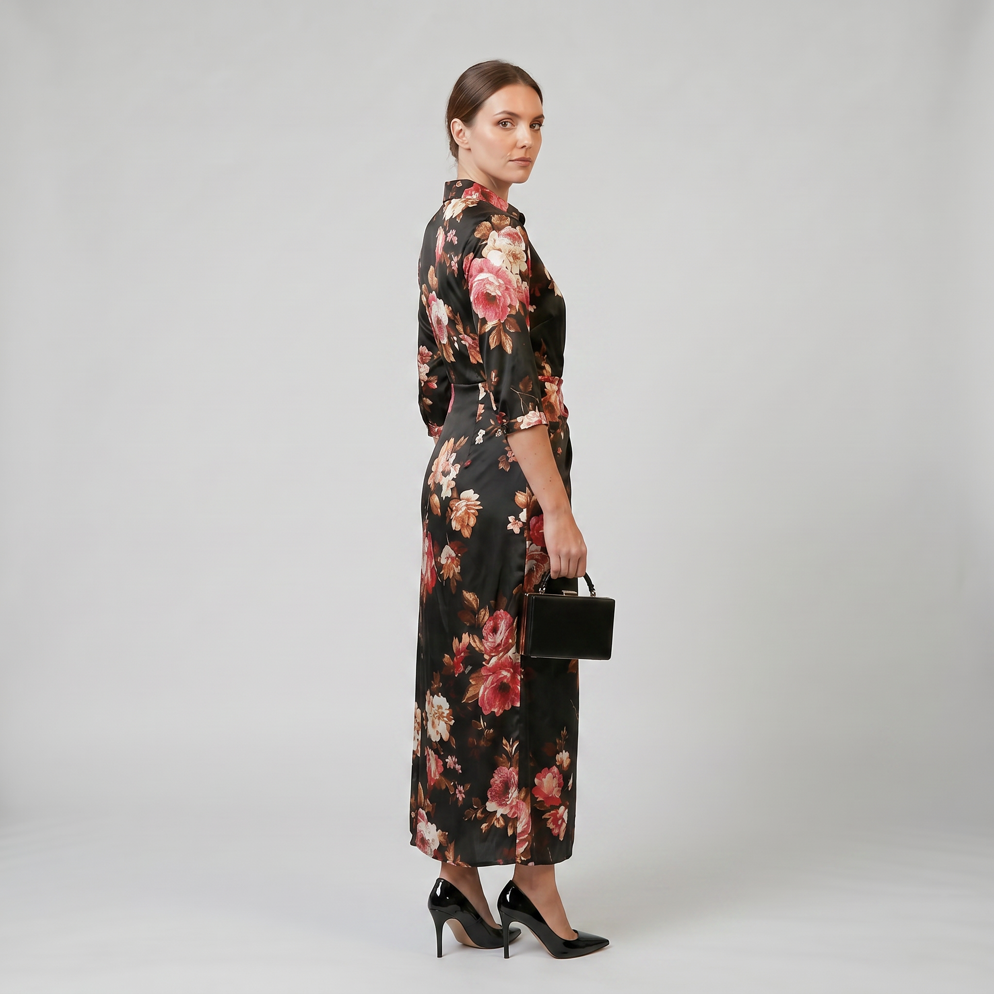 Women’s Floral Print Long-Sleeve Maxi Dress | Olamil