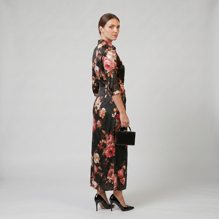 Women’s Floral Print Long-Sleeve Maxi Dress | Olamil