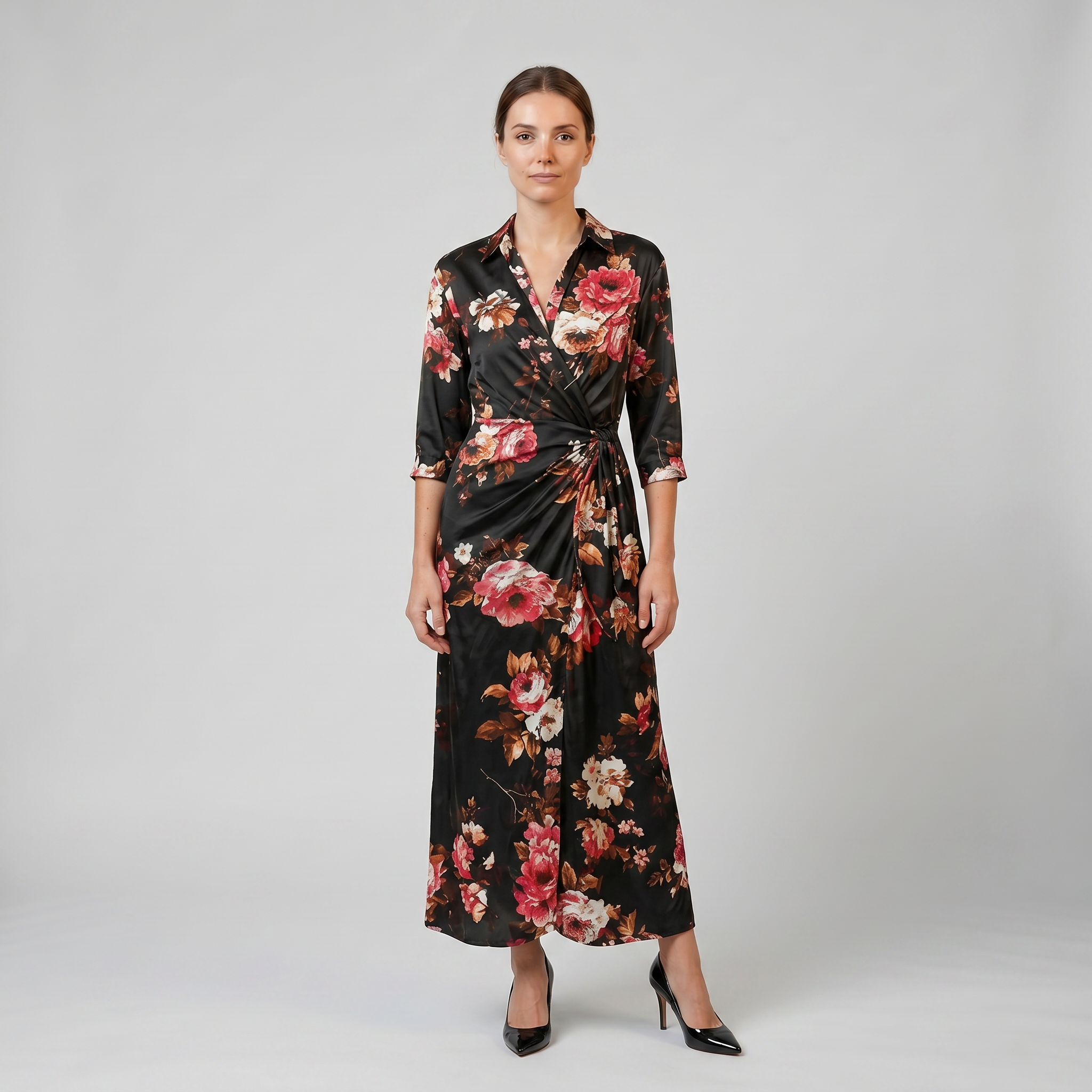Women’s Floral Print Long-Sleeve Maxi Dress | Olamil