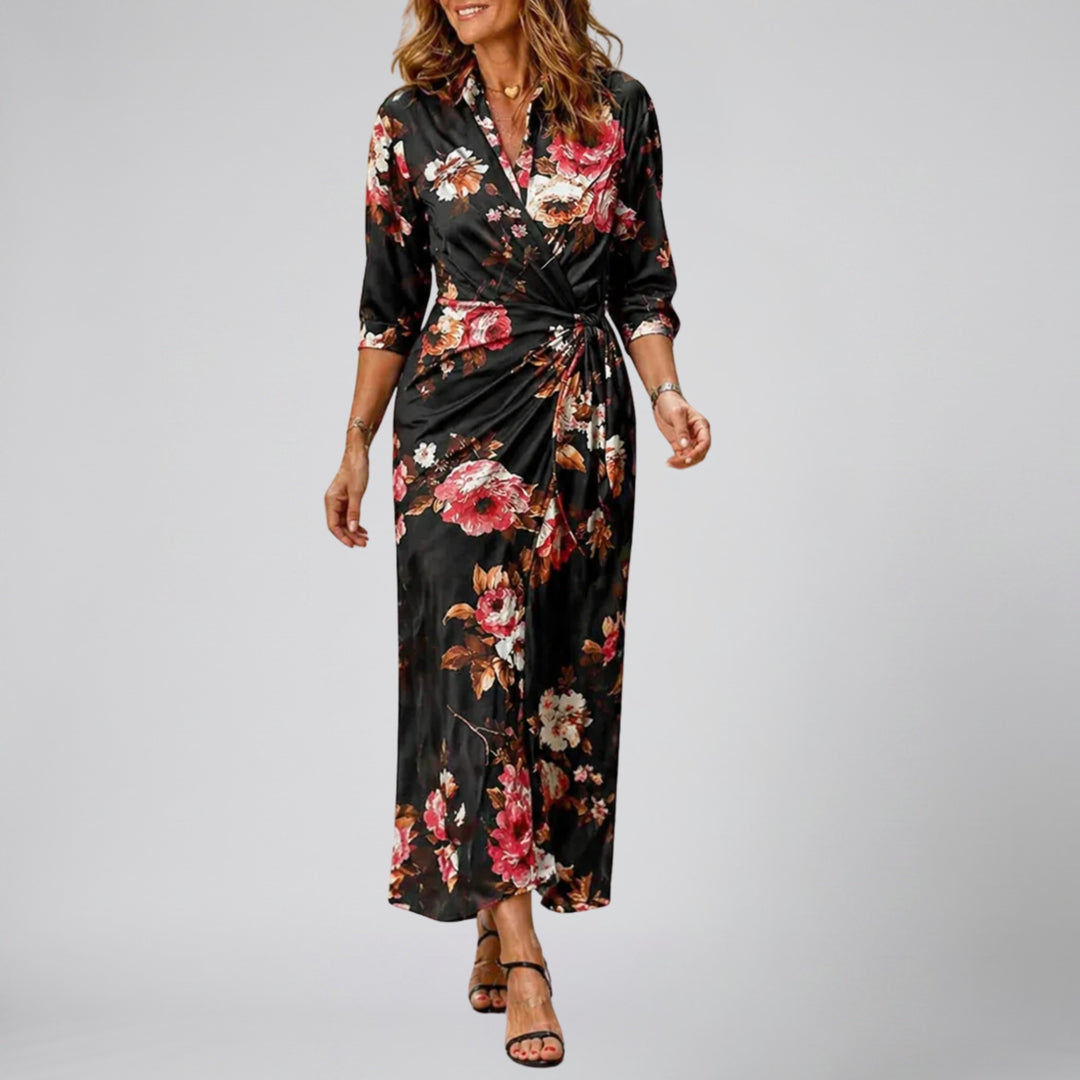 Women’s Floral Print Long-Sleeve Maxi Dress | Olamil