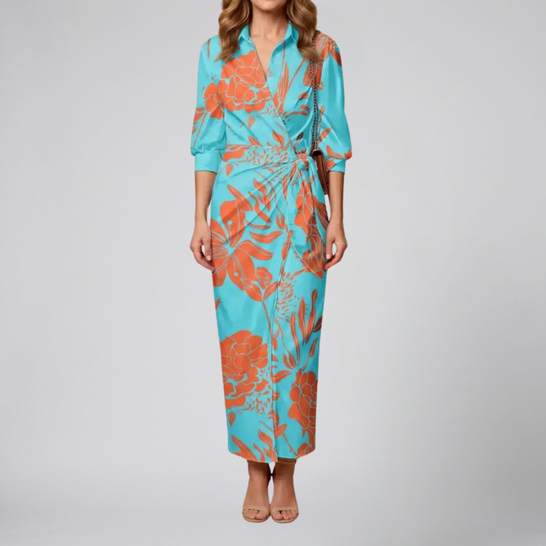 Women’s Floral Print Long-Sleeve Maxi Dress | Olamil