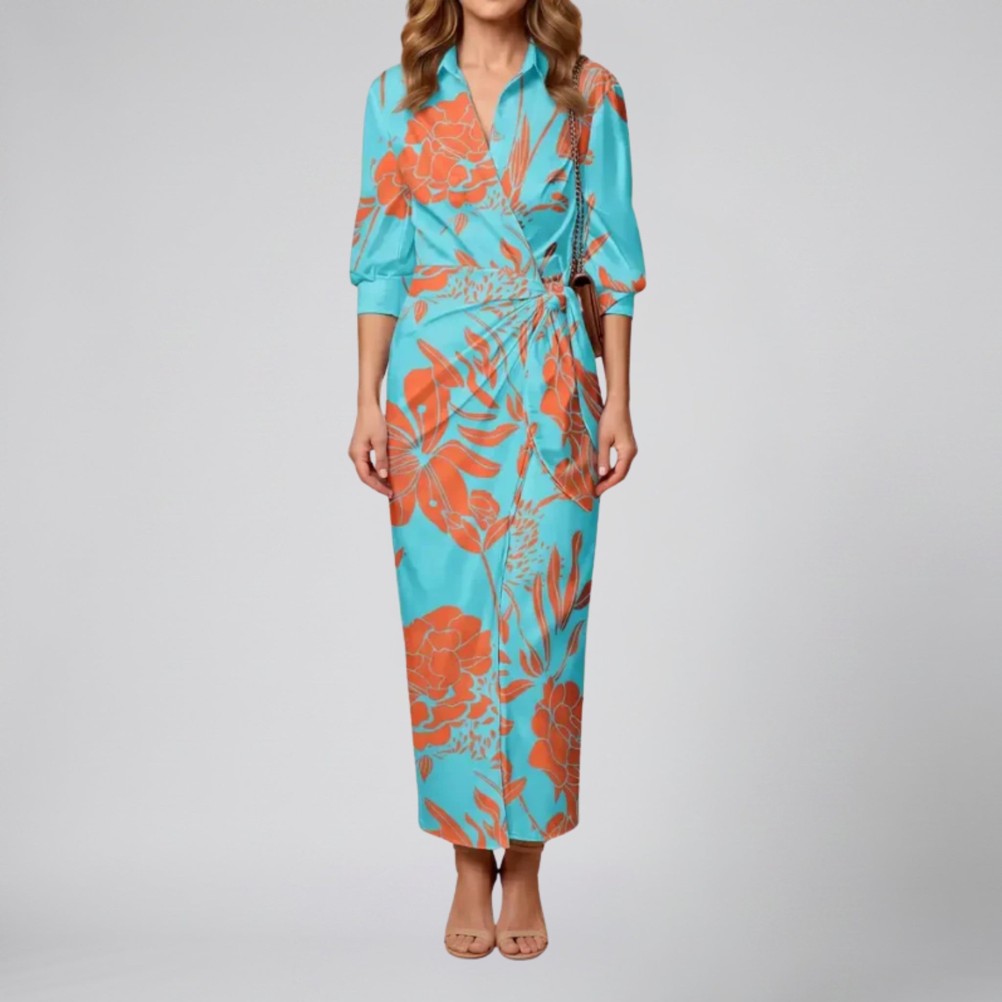 Women’s Floral Print Long-Sleeve Maxi Dress | Olamil