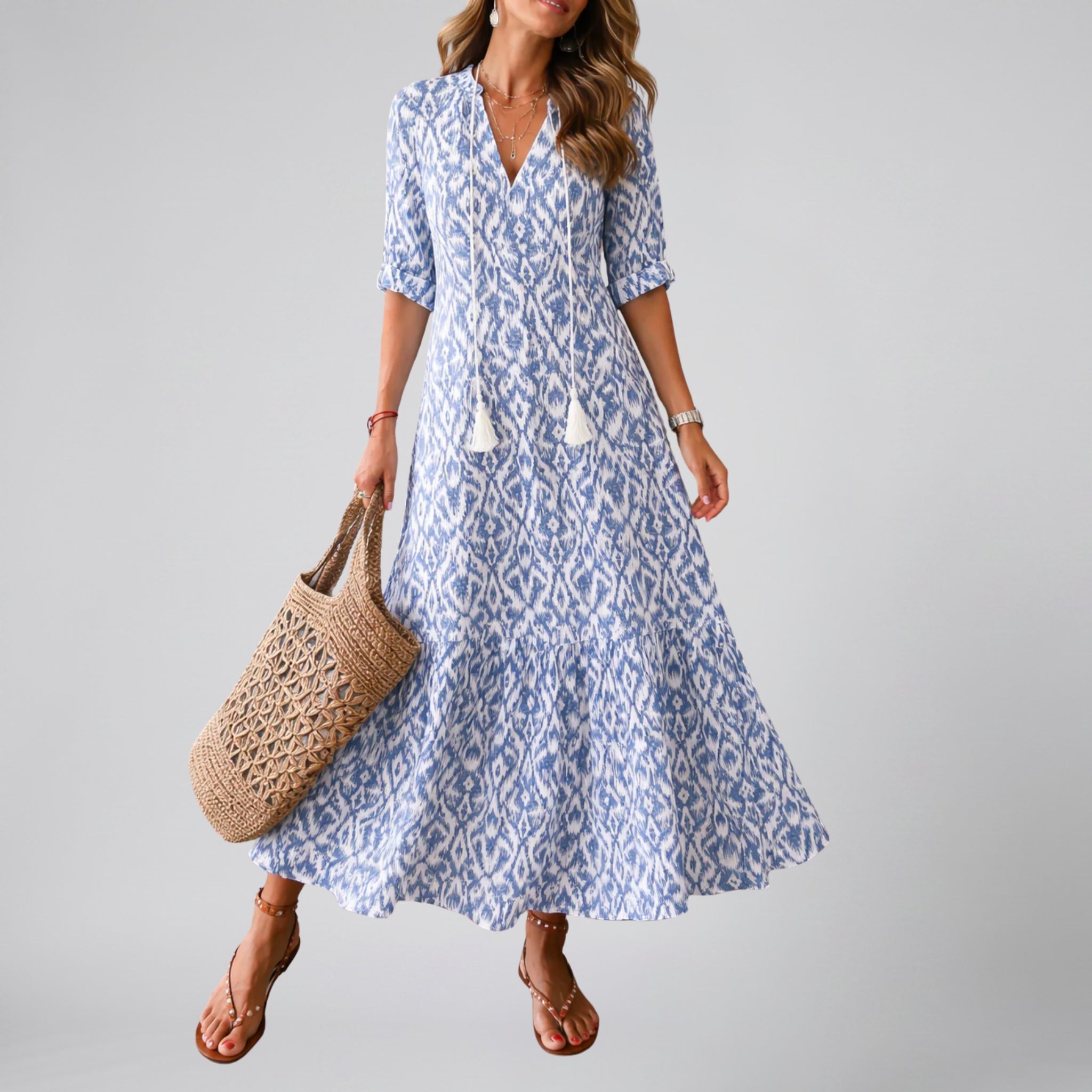Women’s Floral V-Neck Maxi Dress | Olamil