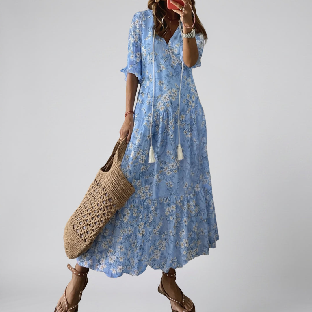 Women’s Floral V-Neck Maxi Dress | Olamil