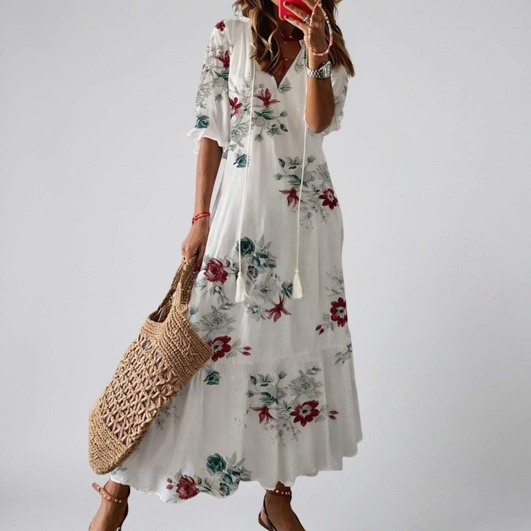 Women’s Floral V-Neck Maxi Dress | Olamil