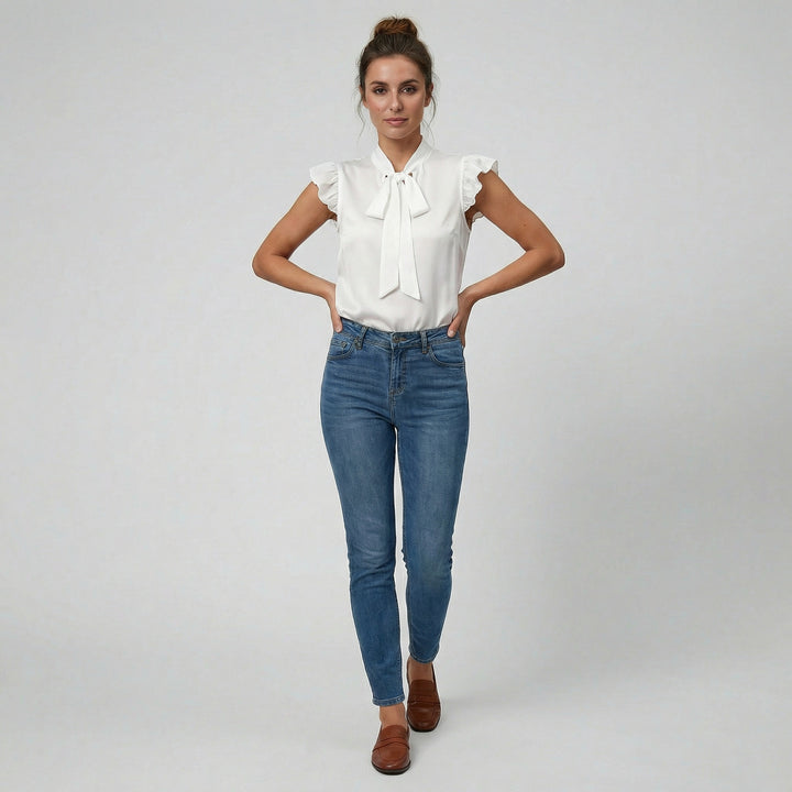 Women’s Flutter Sleeve Bow Blouse | Olamil