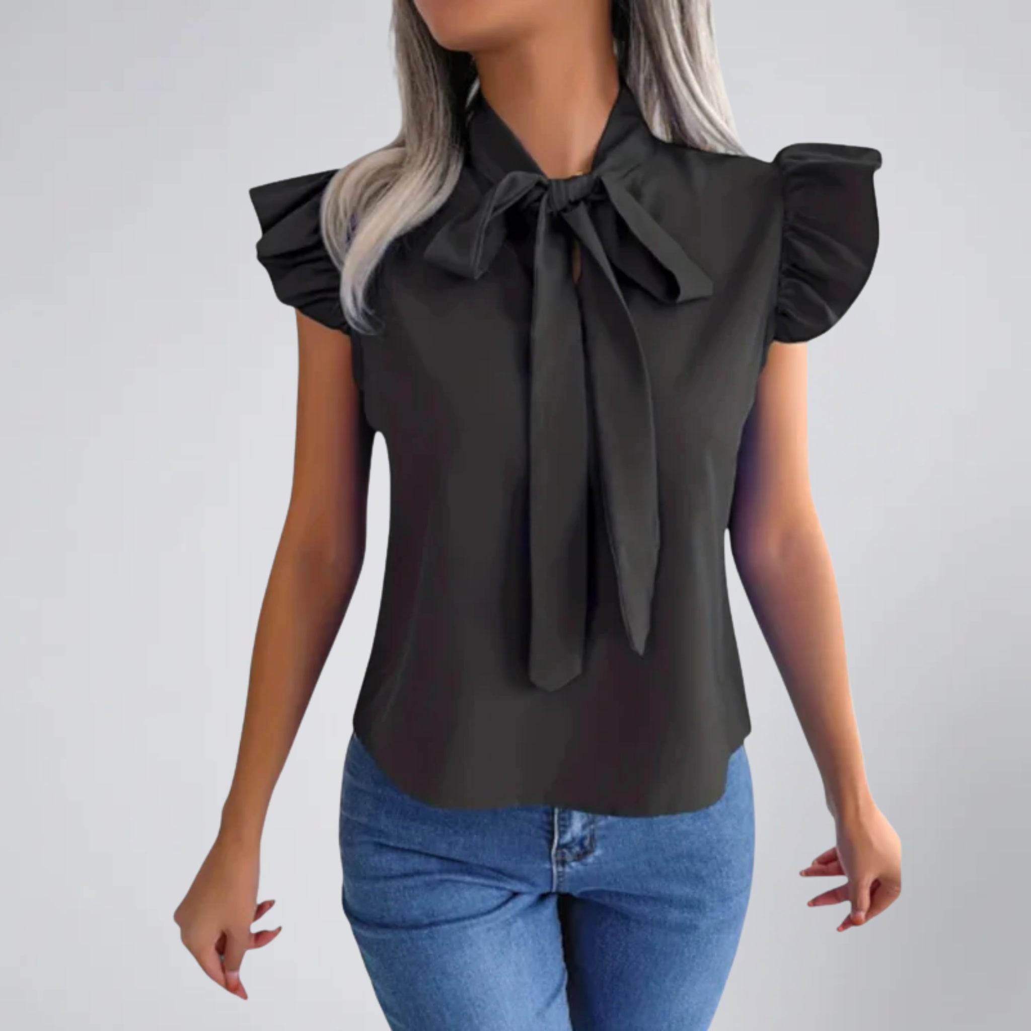 Olamil - Women’s Flutter Sleeve Bow Blouse